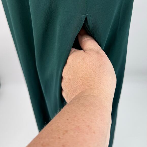 Birdy Grey Emerald Green Gwennie Dress Womens L Chiffon Sleeveless Maxi V-Neck - Picture 11 of 12